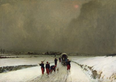 Die Nachzügler, Schneeeffekt, 1870 von Augustin Pierre Chenu